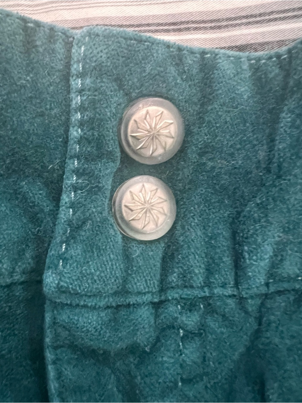 Vintage Athleta Velvet Wide Leg Pants Green Velour High Rise Stretch Yoga 31 - Picture 6 of 10